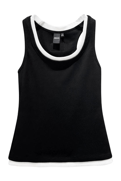 Rib Knit Contrast Tank Top