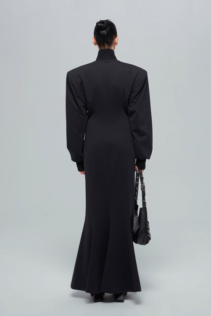 Shoulder up and split slim dress