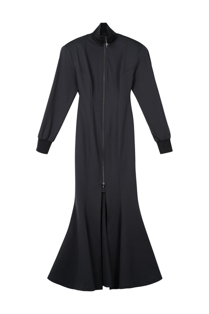 Shoulder up and split slim dress