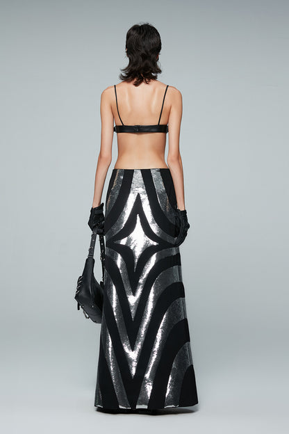 Acetate wool four pointed star patchwork half skirt