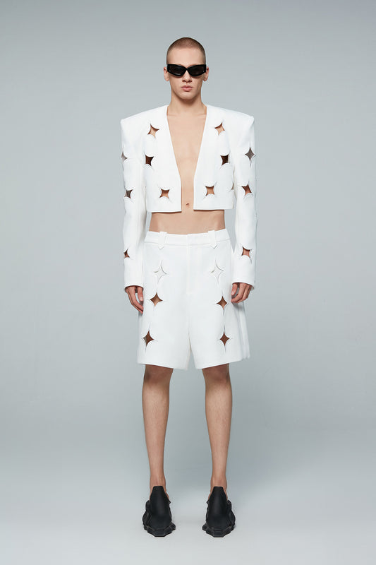 Cut-out four-pointed star shorts