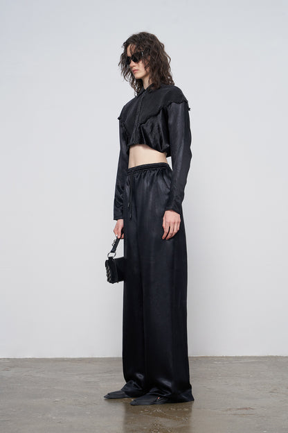 Disc wing patchwork denim shirt