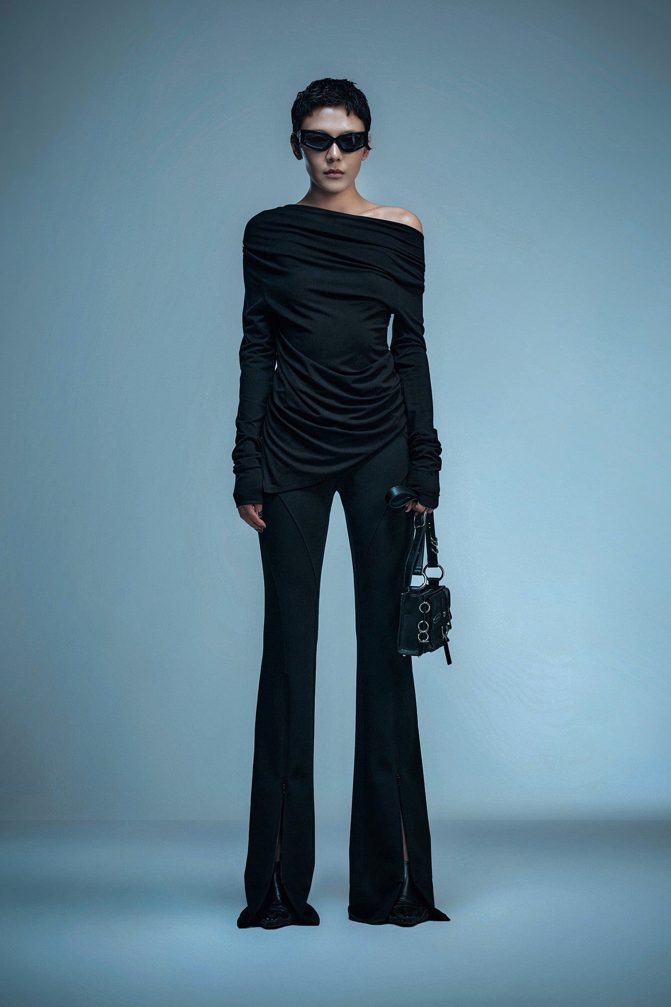 Cut-out pleated top with cutout back