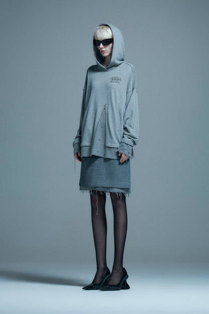 Hooded patchwork furred hoodie