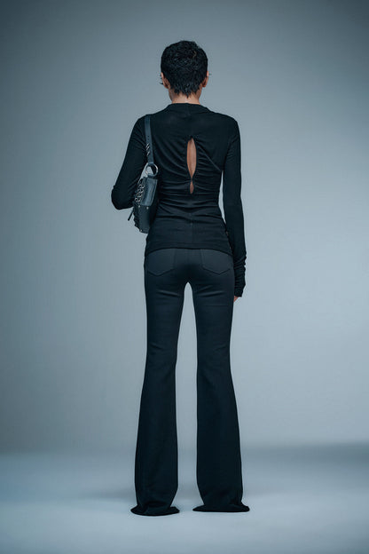 Four-pointed star split bootcut trousers