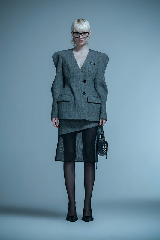 Wool mesh panel skirt