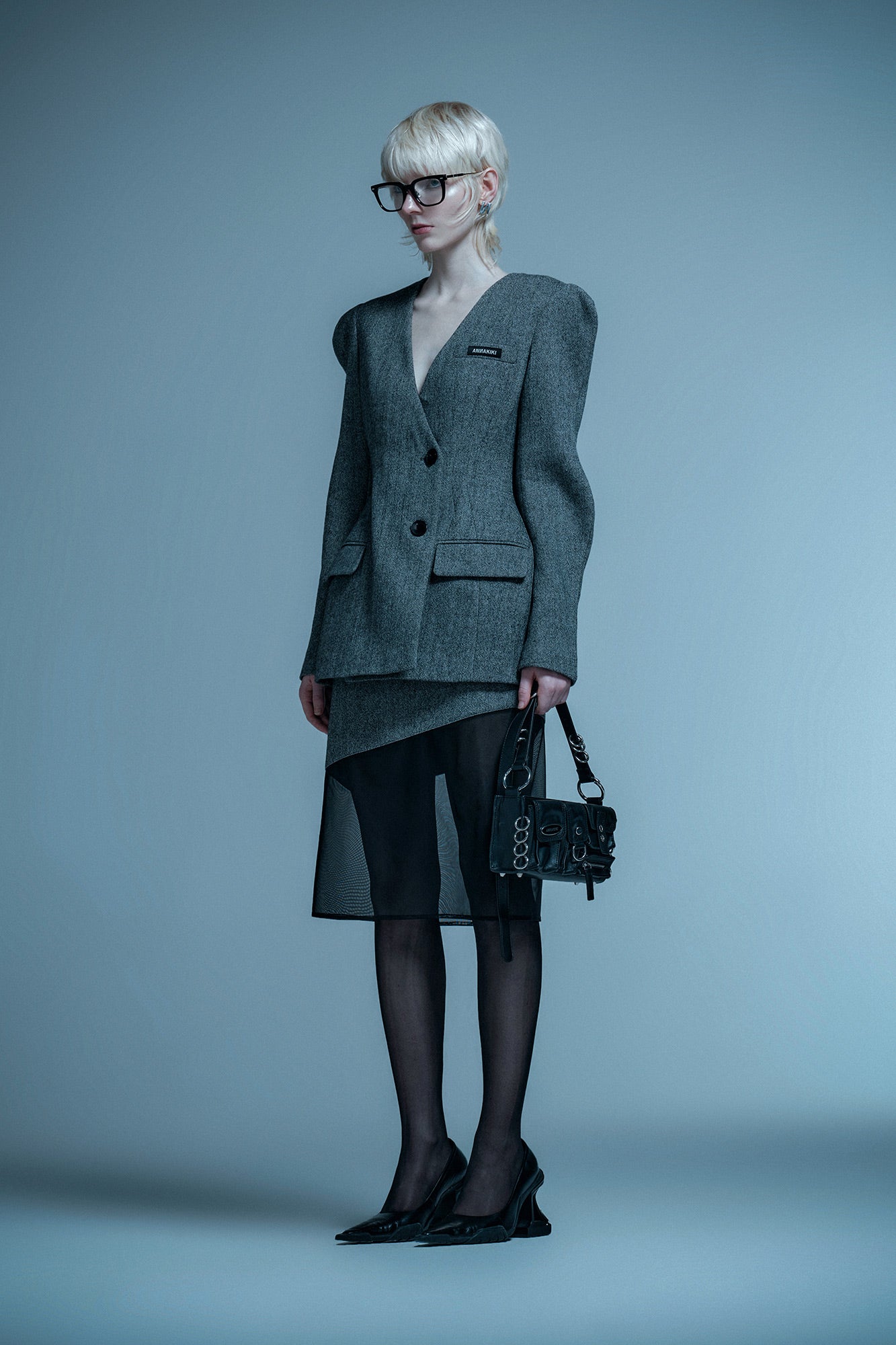 Wool mesh panel skirt
