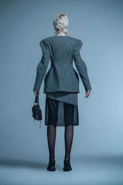 Wool mesh panel skirt