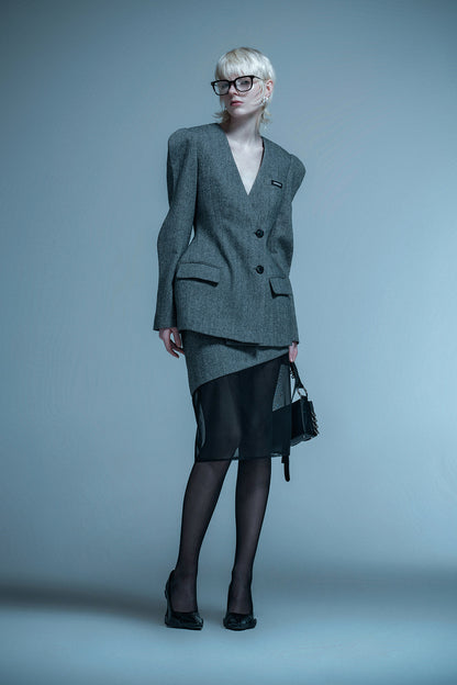 Wool mesh panel skirt
