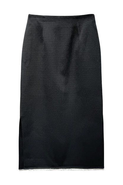 Wool spliced half skirt
