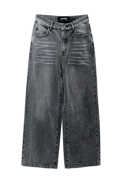 Loose mid-rise denim wide-leg pants