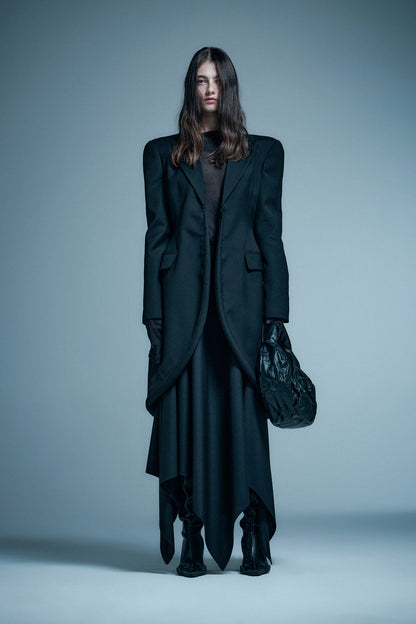 Round Shoulder Tailcoat Hem Jacket