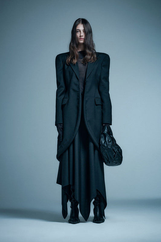Round Shoulder Tailcoat Hem Jacket