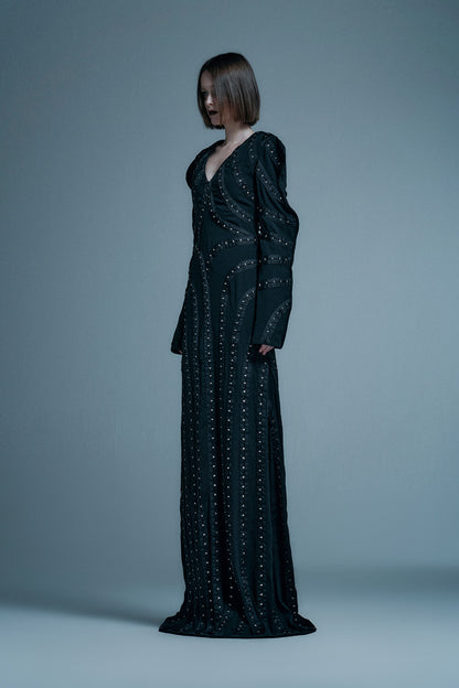 Four pointed star hook and loop wave sleeve dress