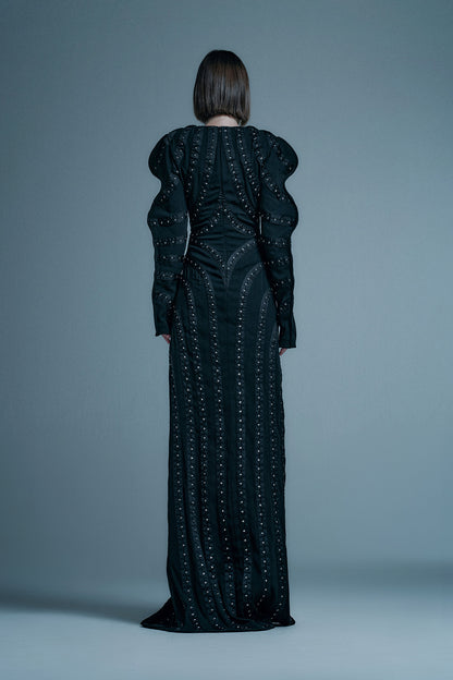 Four pointed star hook and loop wave sleeve dress
