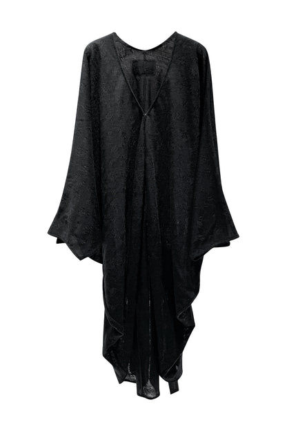 Wool Jacquard Batwing Sleeve Cardigan