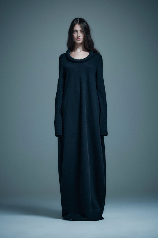 U-Neck Long-Sleeve Dress