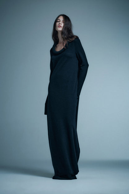 U-Neck Long-Sleeve Dress