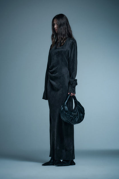 Tencel Asymmetric Pleated Dress