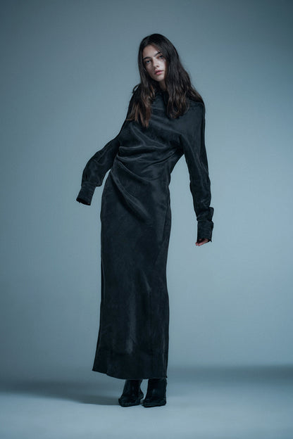 Tencel Asymmetric Pleated Dress