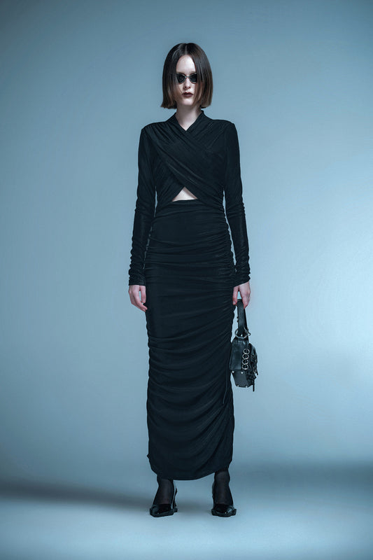 pleated cutout dress