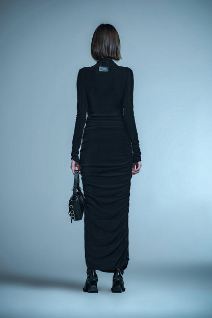 pleated cutout dress