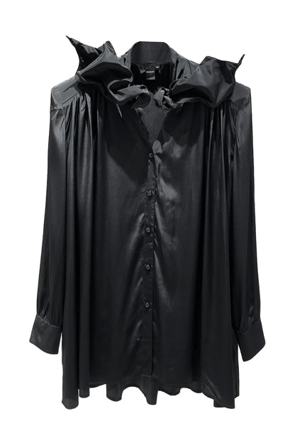Acetate silk lace up shirt