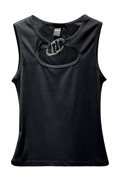 LOGO metal plate hollow vest