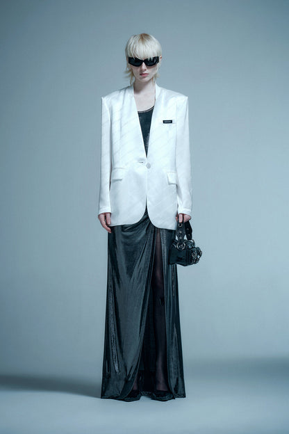 Acetate LOGO jacquard blazer