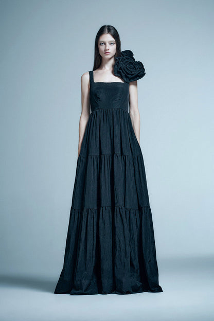 Floral layered pleated dress