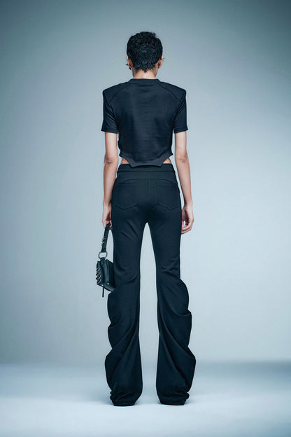 Pinch pleated mid waist pants