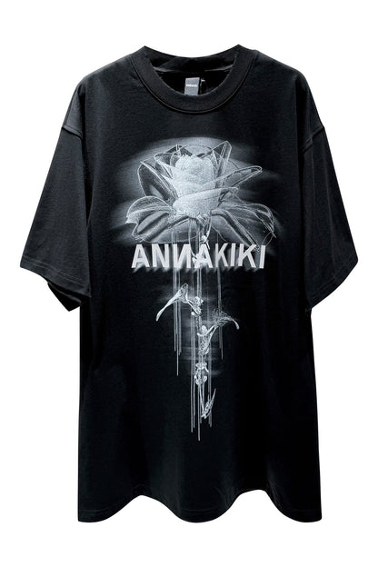 Tech inspired floral printed T-shirt