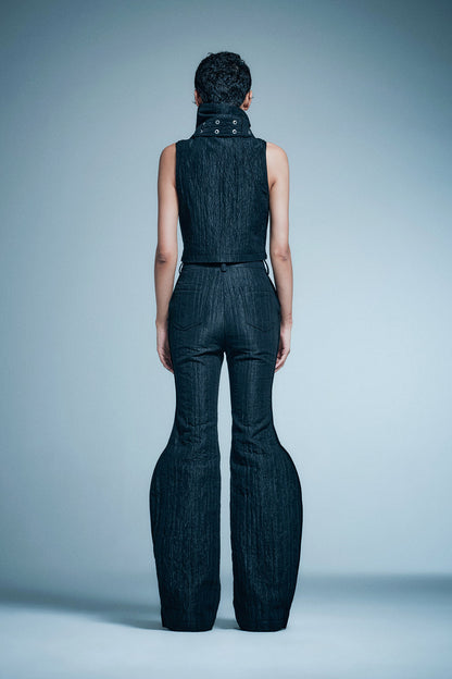 Stand up collar buckle sleeveless vest