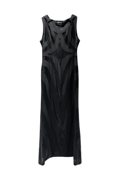 Four-star acetate collage dress