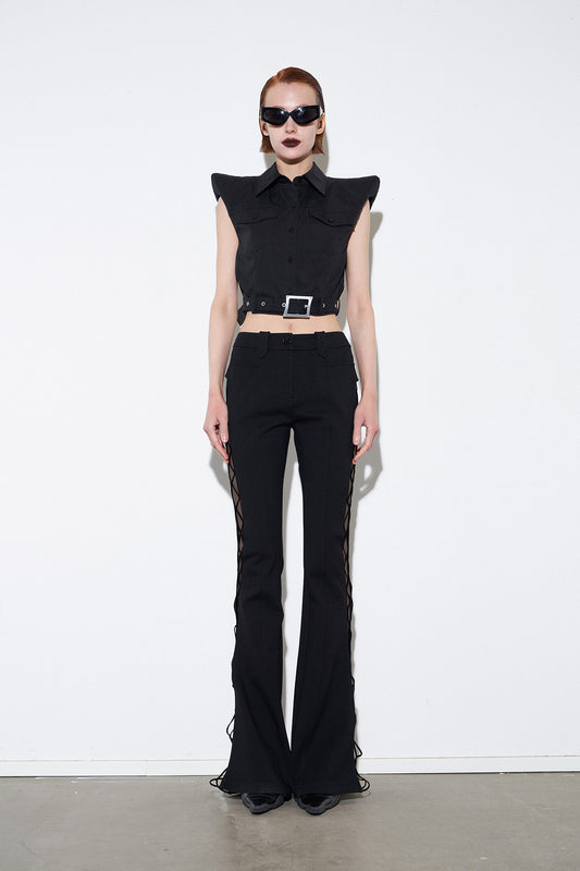 3D sleeve waistband shirt