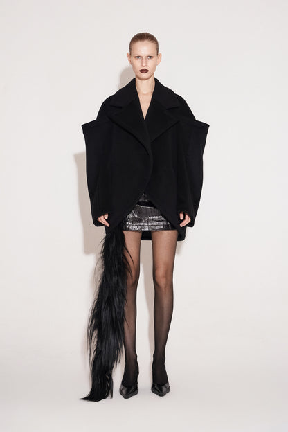 Wool architectural double-sided tweed coat