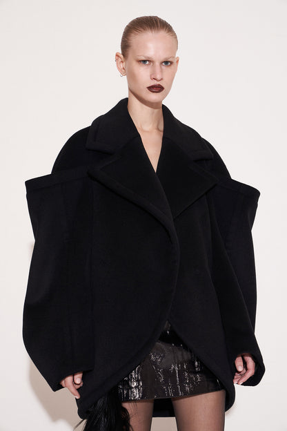 Wool architectural double-sided tweed coat