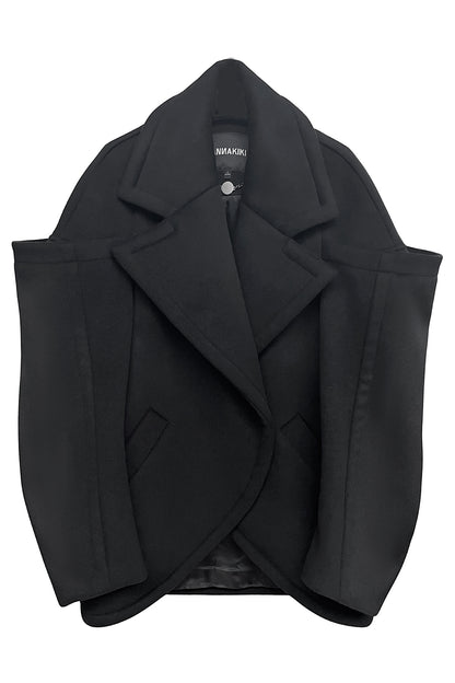 Wool architectural double-sided tweed coat