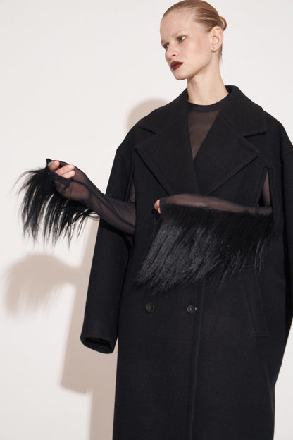 Wool double thread cocoon coat