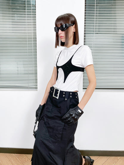 Diamond-mounted four-star suspenders