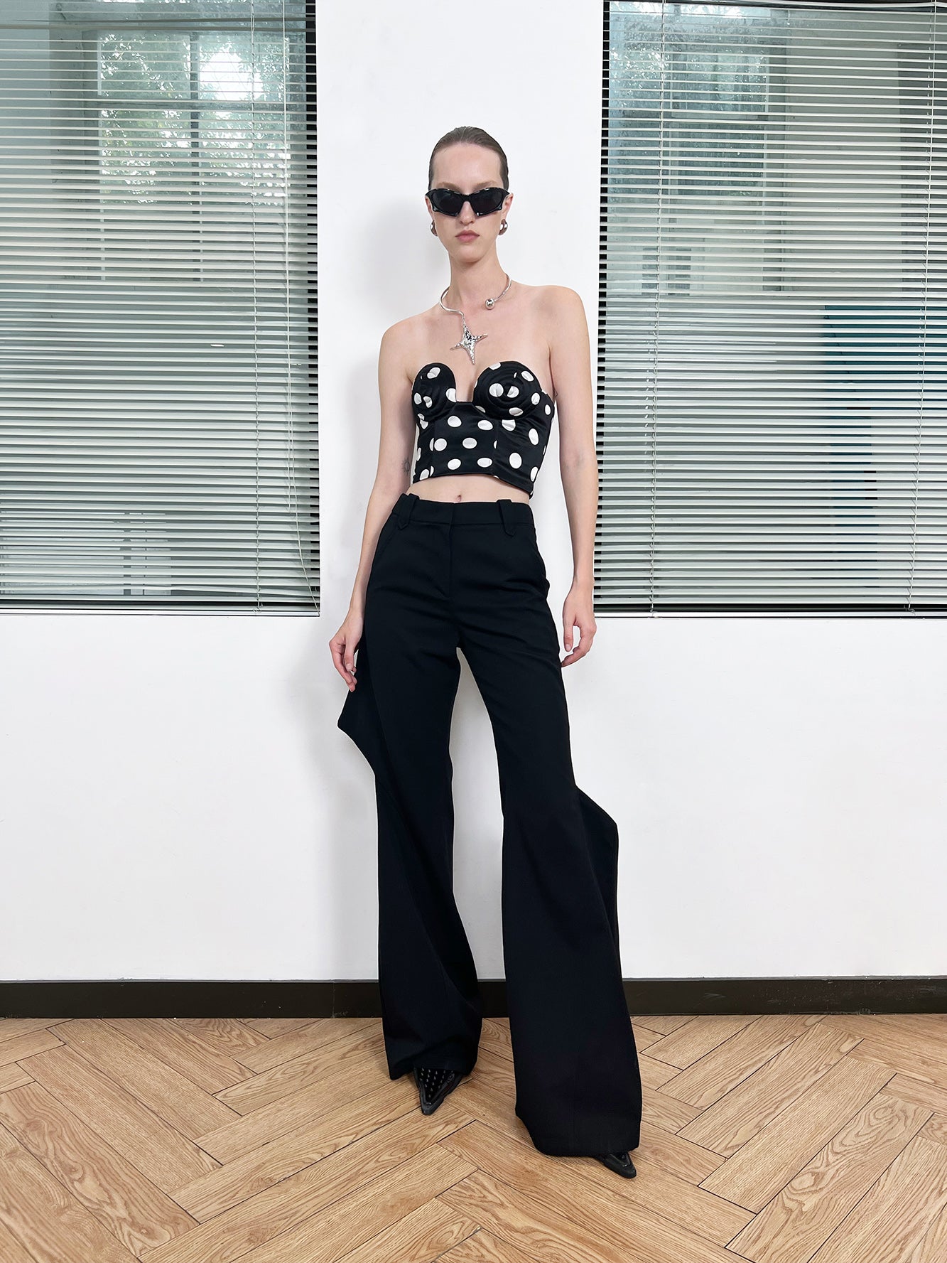 Twisted polka dot Whirlpool shaped bra top