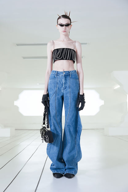 3D Wave deconstruction jeans